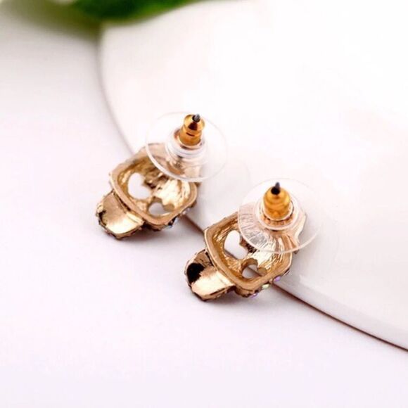 Dia De Los Muertos Sugar Skull Rose Crystal Earrings NWT - Picture 2 of 8